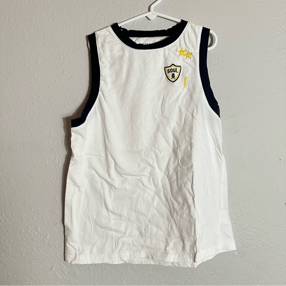 SOUL BY SOULCYCLE Classic Ringer Muscle Embroidered Tank Top, Size Small - Picture 2 of 10